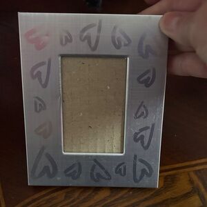 Silver Heart Patterned Photo Frame 4x5